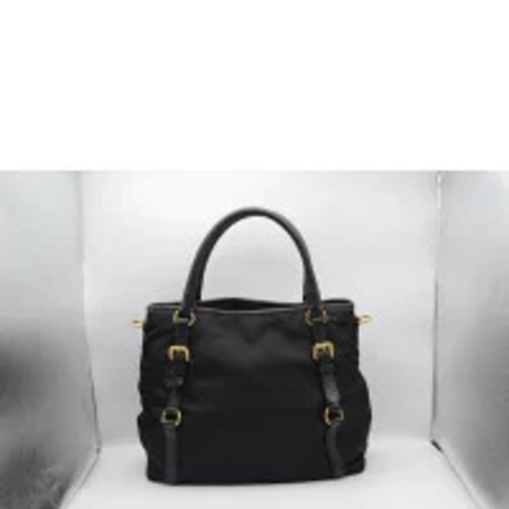 Prada SA Leather Vitello Nero Tessuto Black Handbag Daino Black